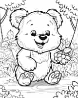 Foto gratuita ilustración de página de colorear de arte de línea monocromático de oso