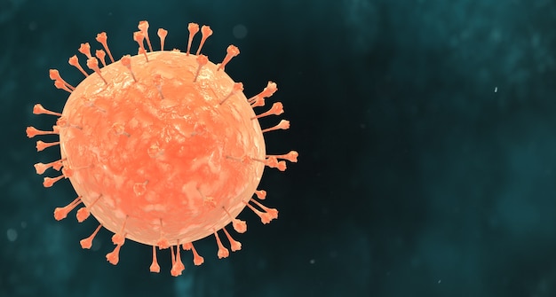 Ilustración de la pandemia de la enfermedad del coronavirus naranja sobre un fondo oscuro