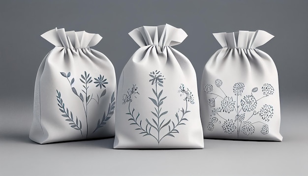 Foto gratuita ilustración de paquete de bolsa textil con decoración de hojas ia generativa