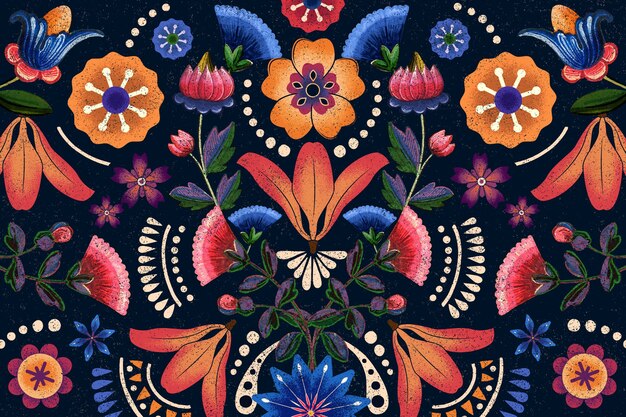 Ilustración de patrón de flor étnica mexicana