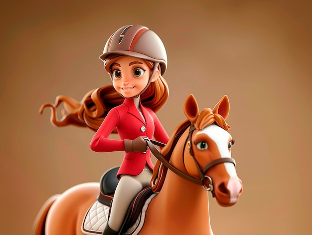 Foto gratuita ilustración de un personaje de dibujos animados montando a caballo