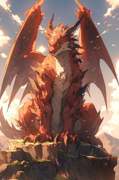 Foto gratuita ilustración del personaje del dragón del anime
