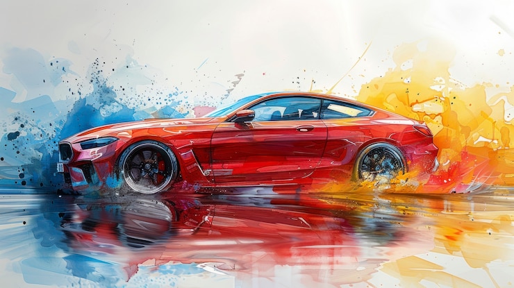 Foto gratuito ilustración de pintura de automóviles en acuarela
