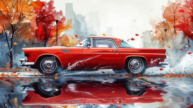 Foto gratuito ilustración de pintura de automóviles en acuarela