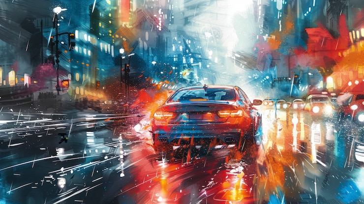 Foto gratuito ilustración de pintura de automóviles en acuarela