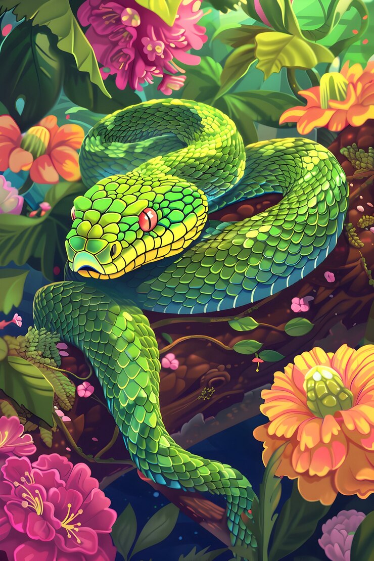 Foto gratuito ilustración de serpiente de arte digital