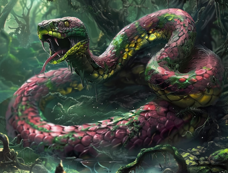 Foto gratuito ilustración de una serpiente de fantasía