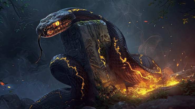Foto gratuito ilustración de una serpiente de fantasía