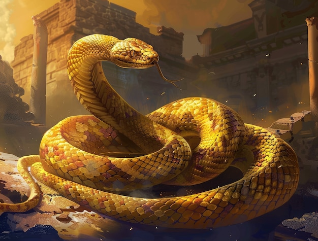 Foto gratuita ilustración de una serpiente de fantasía