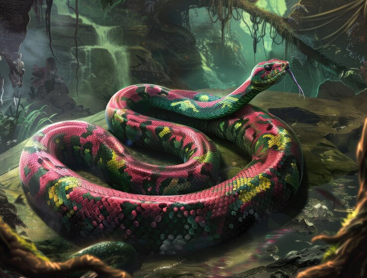 Foto gratuito ilustración de una serpiente de fantasía