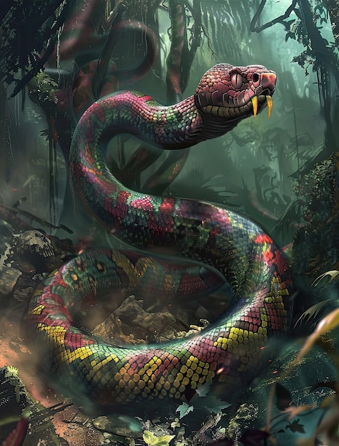 Foto gratuita ilustración de una serpiente de fantasía