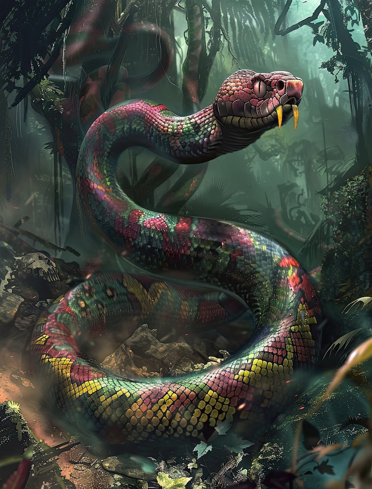 Foto gratuito ilustración de una serpiente de fantasía
