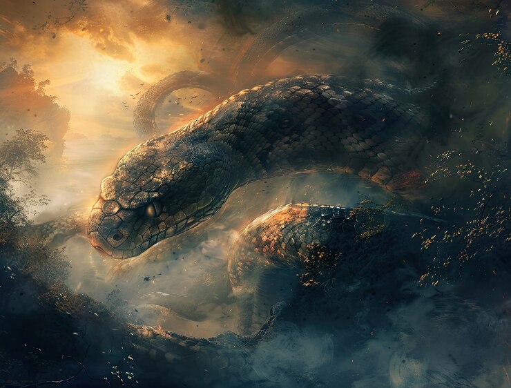Foto gratuito ilustración de una serpiente de fantasía