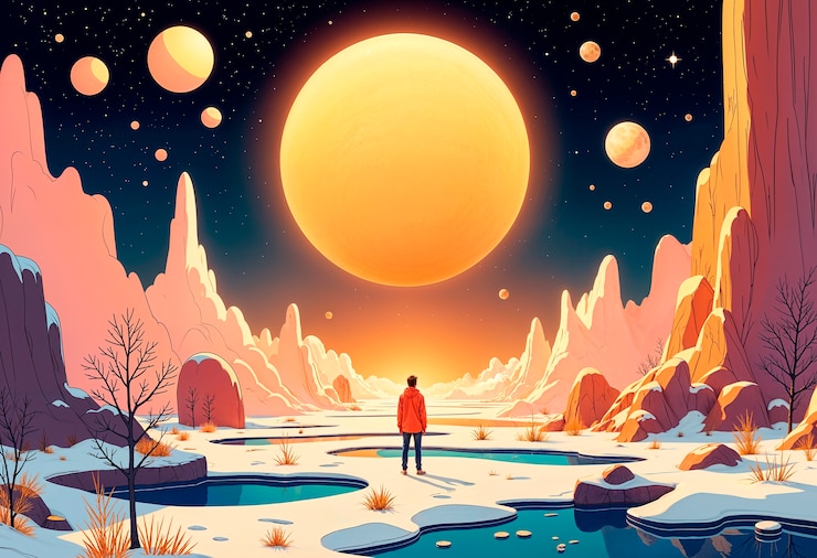 Foto gratuito ilustración surrealista del planeta