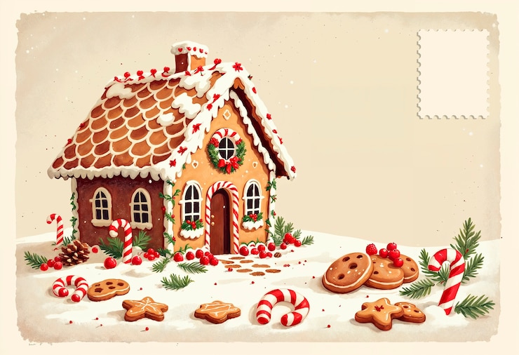 Foto gratuito ilustración de tarjetas postales de navidad