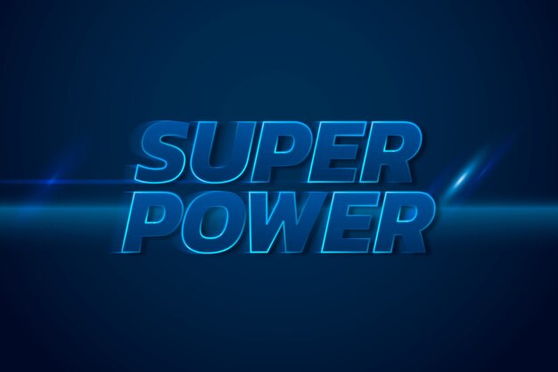 Ilustración de tipografía de texto azul de velocidad de neón 3D de superpotencia