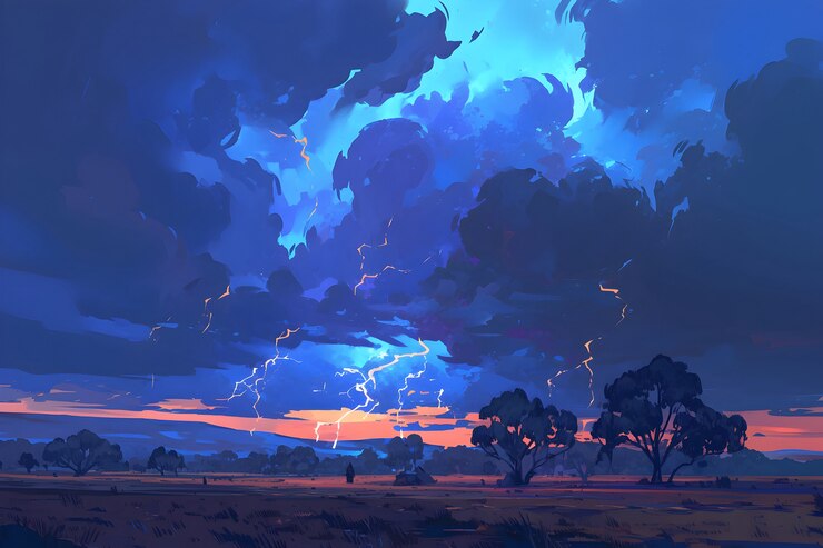 Foto gratuito ilustración de tormenta en estilo de arte digital