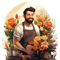 Foto gratuita ilustración del trabajador de la floristería