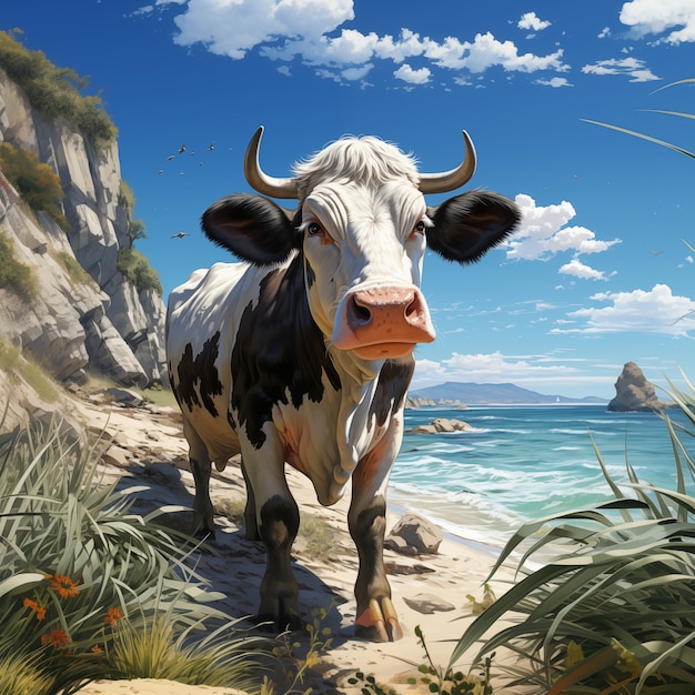 Foto gratuita ilustración de una vaca de arte digital