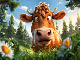 Foto gratuita ilustración de vacas de dibujos animados en 3d
