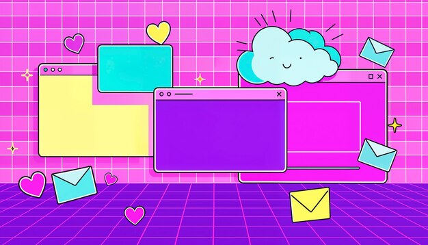 Ilustración de la ventana del sitio web Y2k