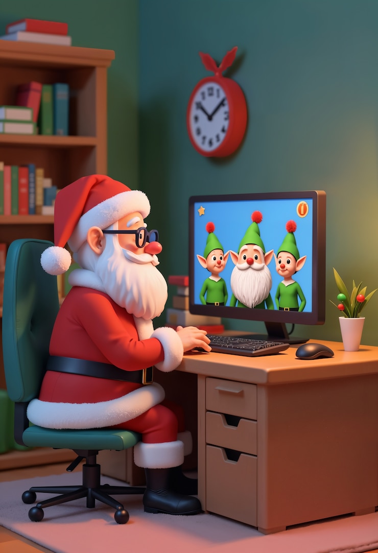 Foto gratuito ilustración de la vida diaria de papá noel