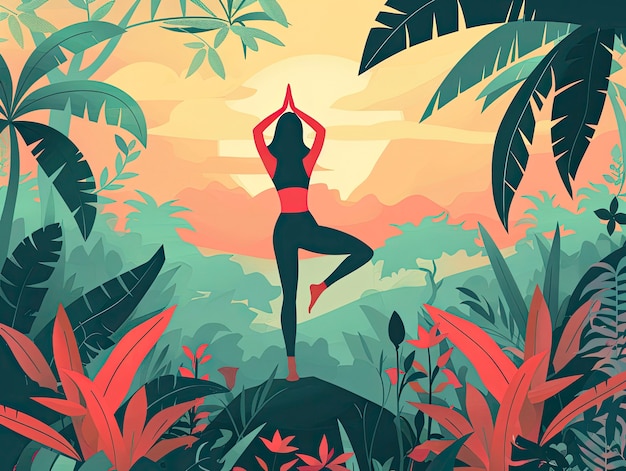 Foto gratuita ilustración de yoga de estilo artístico digital