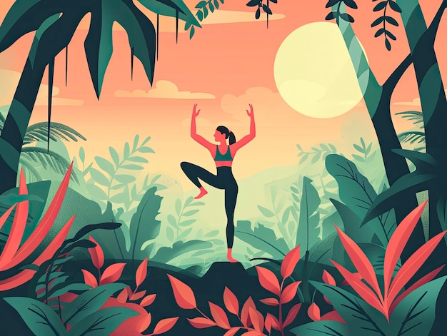 Foto gratuita ilustración de yoga de estilo artístico digital