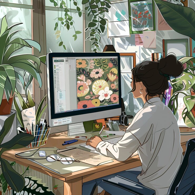 Photo Gratis ilustrasi gaya seni digital dari designer grafis