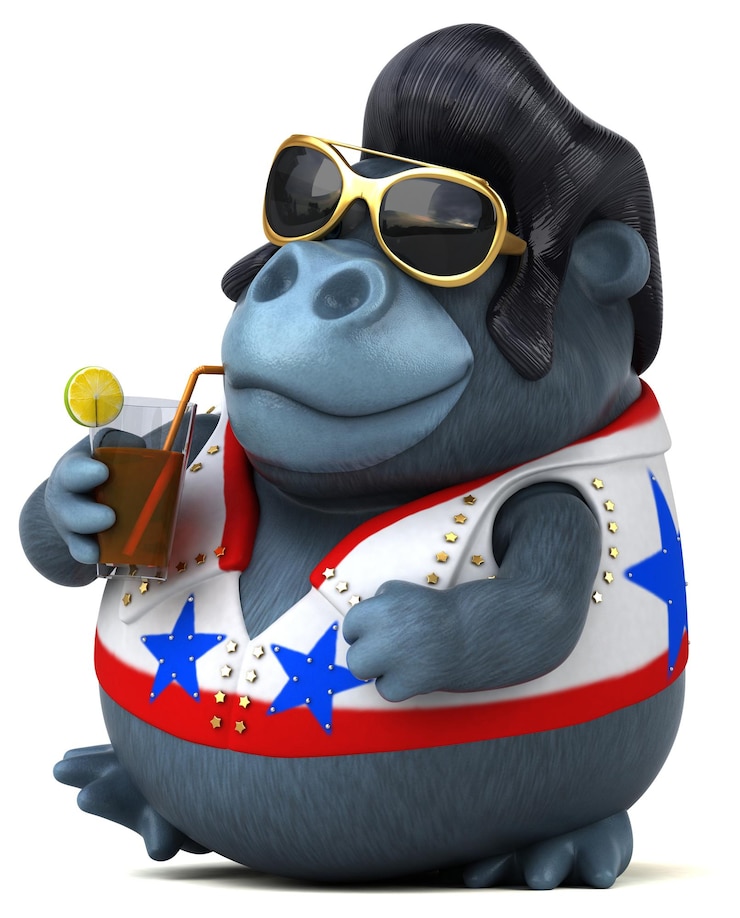 Photo Gratis ilustrasi kartun 3d lucu dari gorila rocker