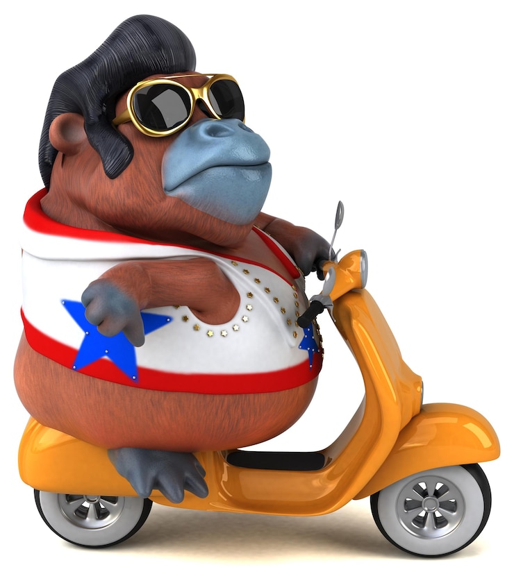 Photo Gratis ilustrasi kartun 3d lucu dari rocker orang utan