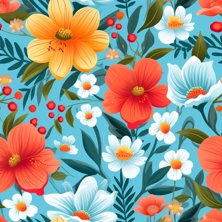 Photo Gratis ilustrasi kartun pola floral