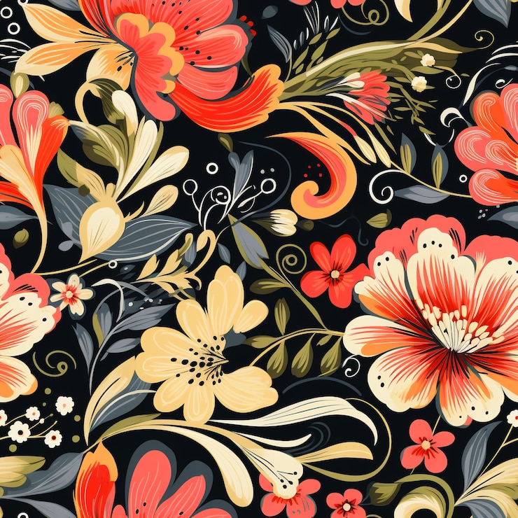 Photo Gratis ilustrasi kartun pola floral