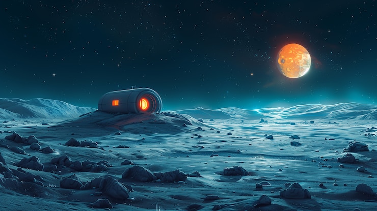 Photo Gratis ilustrasi rumah fantasi di bulan