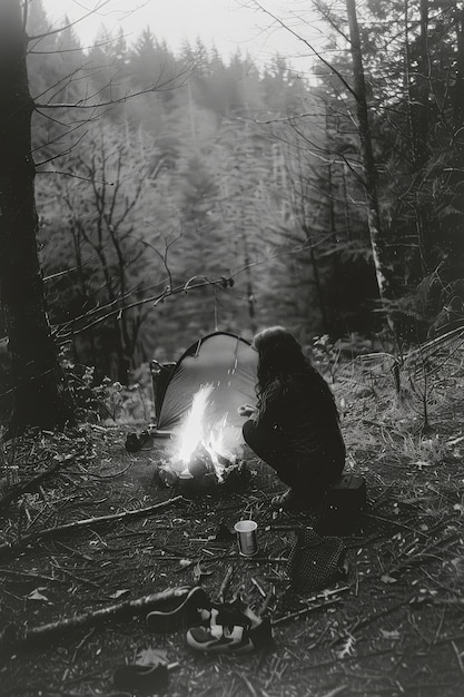 Foto gratuita imagen en blanco y negro de una mujer triste