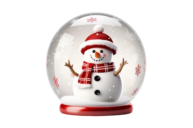 Foto gratuita imagen de una bola de nieve aislada con base roja sobre fondo blanco