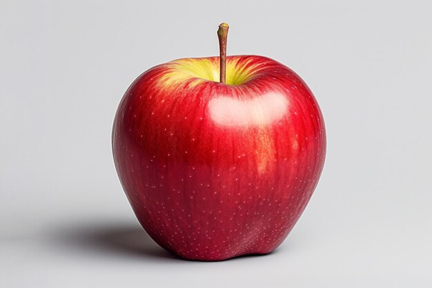 Imagen de una bonita manzana roja sobre un fondo blanco.