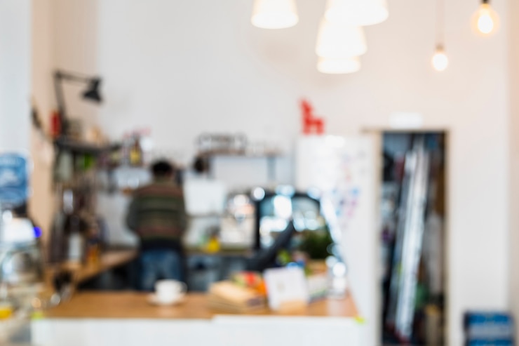 Foto gratuito imagen borrosa o desenfocada de la cafetería o cafetería
