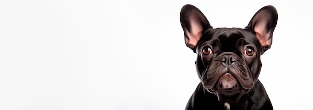 Foto gratuita imagen de un bulldog francés negro en un estandarte de fondo blanco