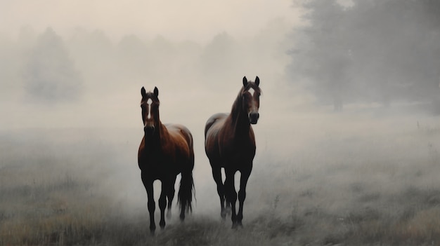 Imagen de caballos generada por Ai
