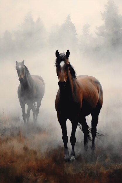 Imagen de caballos generada por Ai