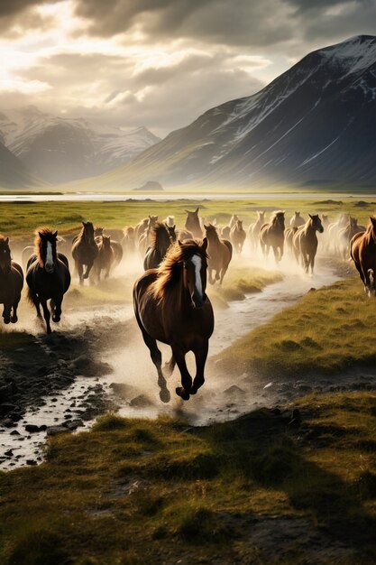 Imagen de caballos generada por Ai