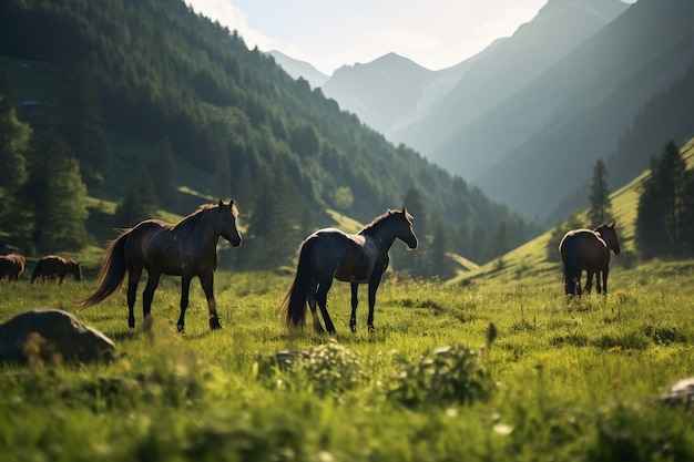 Imagen de caballos generada por Ai
