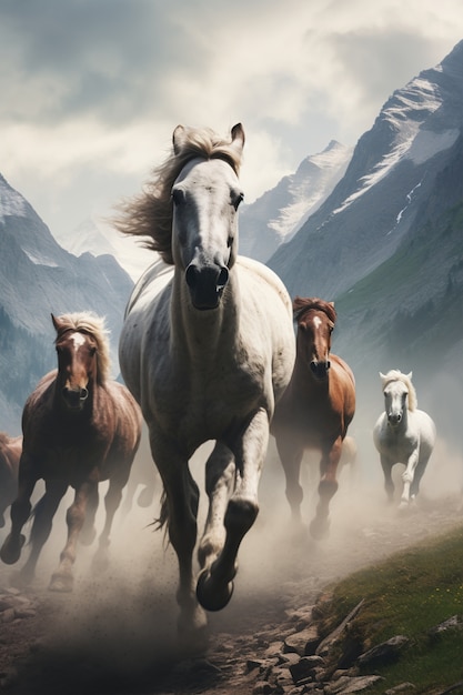 Imagen de caballos generada por Ai
