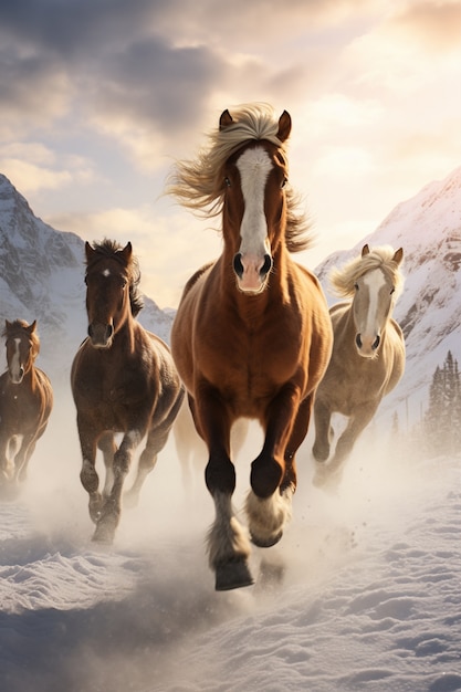 Imagen de caballos generada por Ai