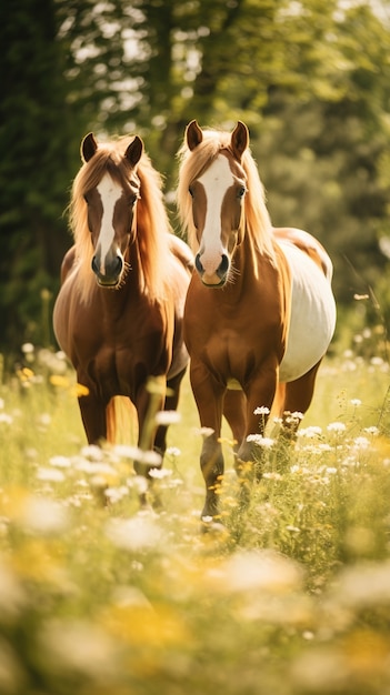 Imagen de caballos generada por Ai