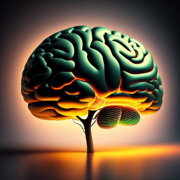 Una imagen de un cerebro con un árbol en la parte inferior.