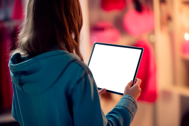 Foto gratuita imagen de chicas de regreso con maqueta de tablet pro