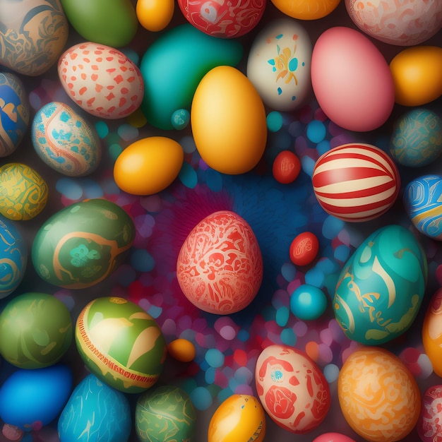 Foto gratuita una imagen colorida de coloridos huevos de pascua con el número 12.