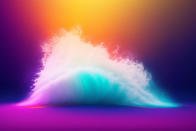 Una imagen colorida de una ola con la palabra "en ella"